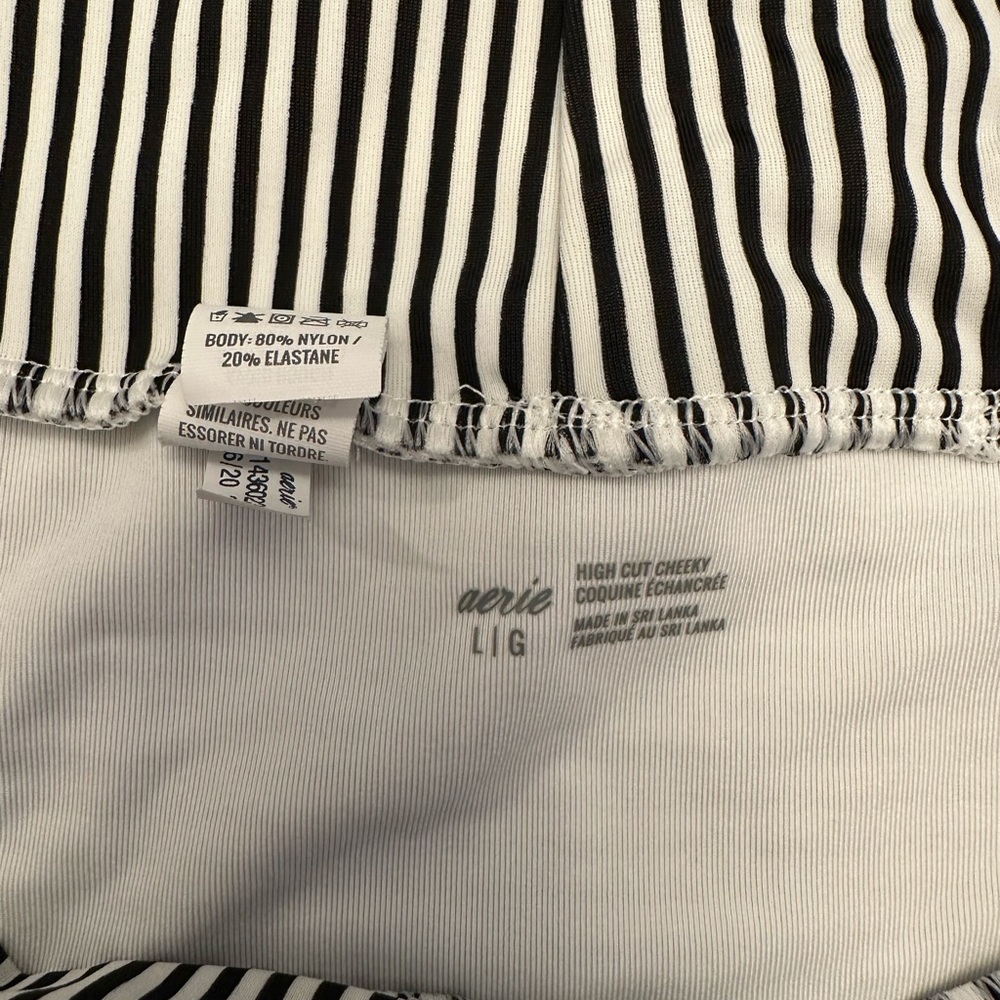 Aerie Black and White Striped Bikini Bottom - Picture 3 of 4